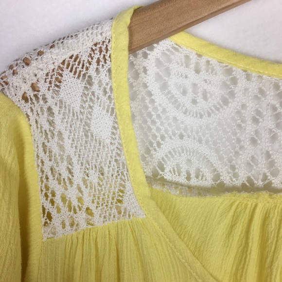 Ella Moss Yellow Gauzy Cotton Flared Sleeve Top size XS - Picture 5 of 11